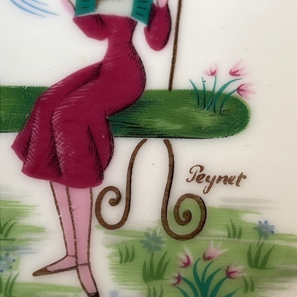 Rosenthal Raymond Peynet Plate Dish Porcelain Lovers Bench Doves Germany Vintage - Picture 7 of 12